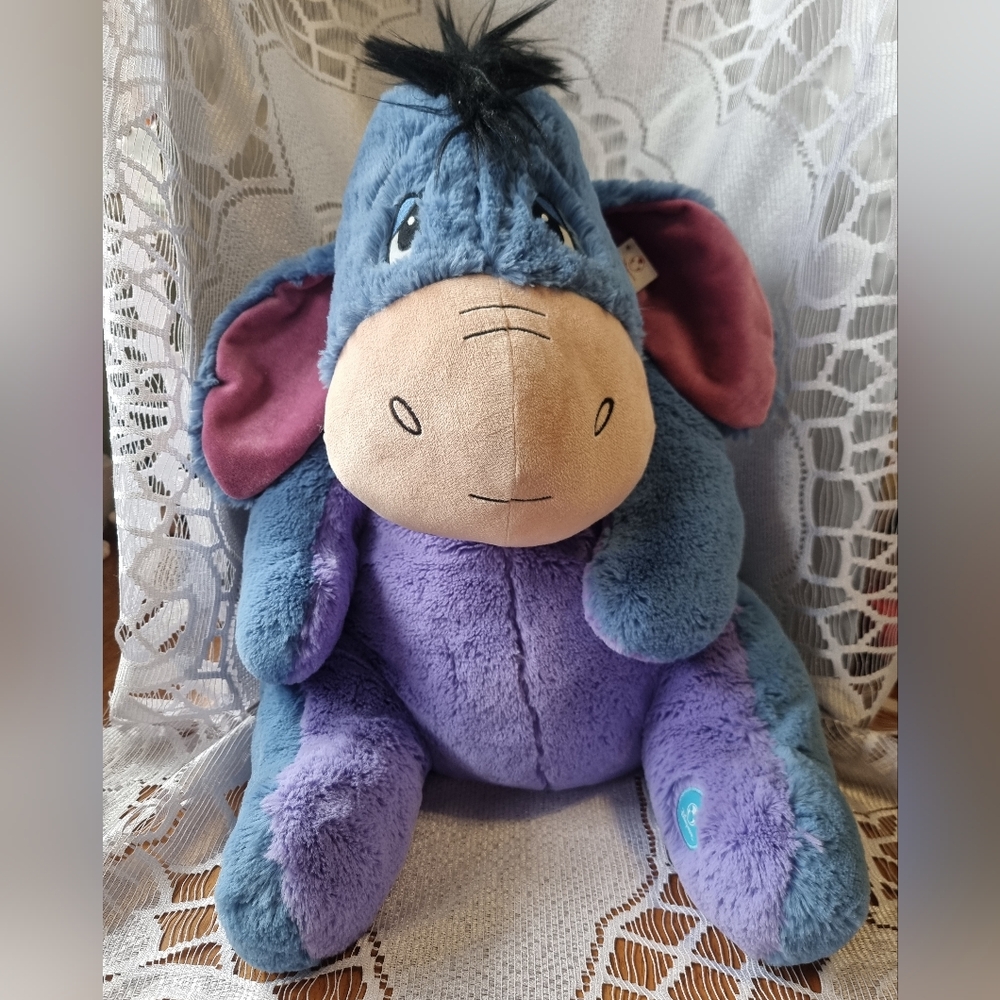 Disney Jumbo Eeyore Super Soft Stuffed Animal Plushie Blue and Purple 22 Inches
